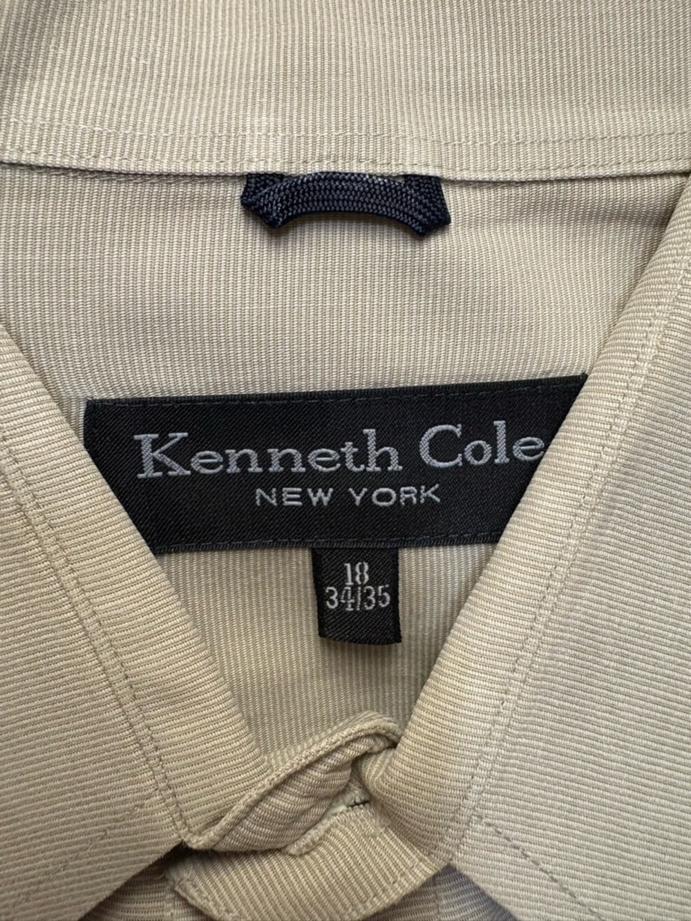 Kenneth Cole Beige Collared Shirt with Subtle Texture
